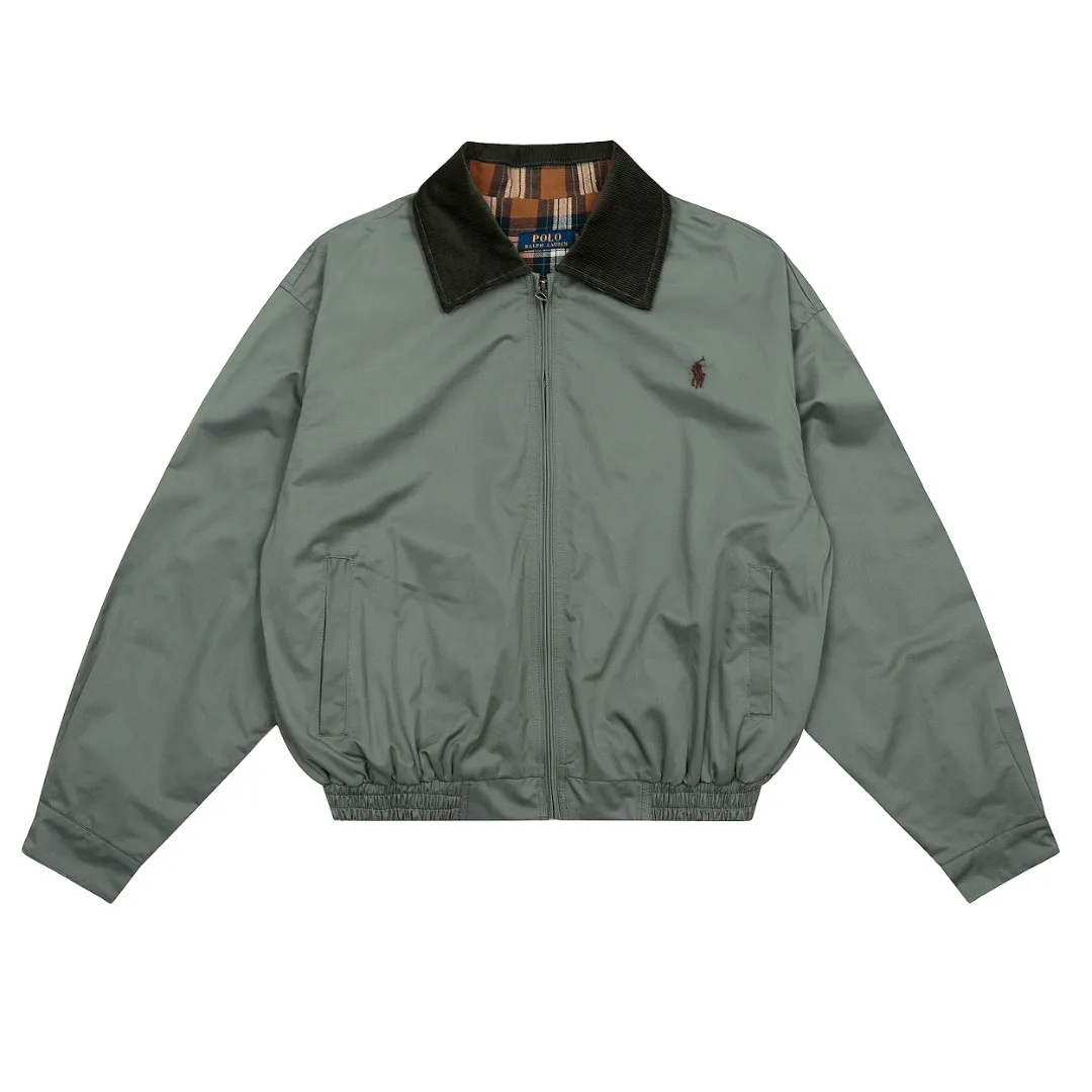🅿️340 "Top quality" Style number: 8099# [Ralph Lauren corduroy color-blocked lapel American retro jacket] ✅Ralph Lauren American retro classic contrasting color corduroy lapel jacket ✅Pure cotton washed fabric Fabric texture version YYDS~ ✅Fashionable and casual commuting travel Simple style is classic ✅Simple and easy to match ootd essential style Versatile style Size: S-XL Color: Navy blue, matcha light green, Klein blue, retro gray green